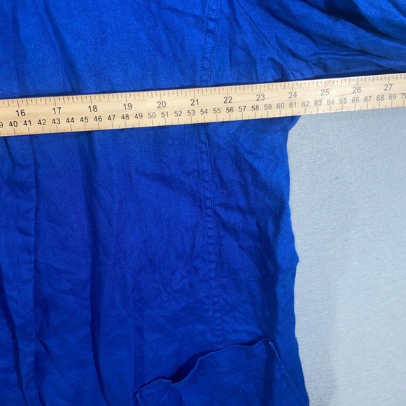 Chicos Travelers Cardigan Womens 3 Blue Long Sleeve Collared Neck Linen Casual - Picture 6 of 14